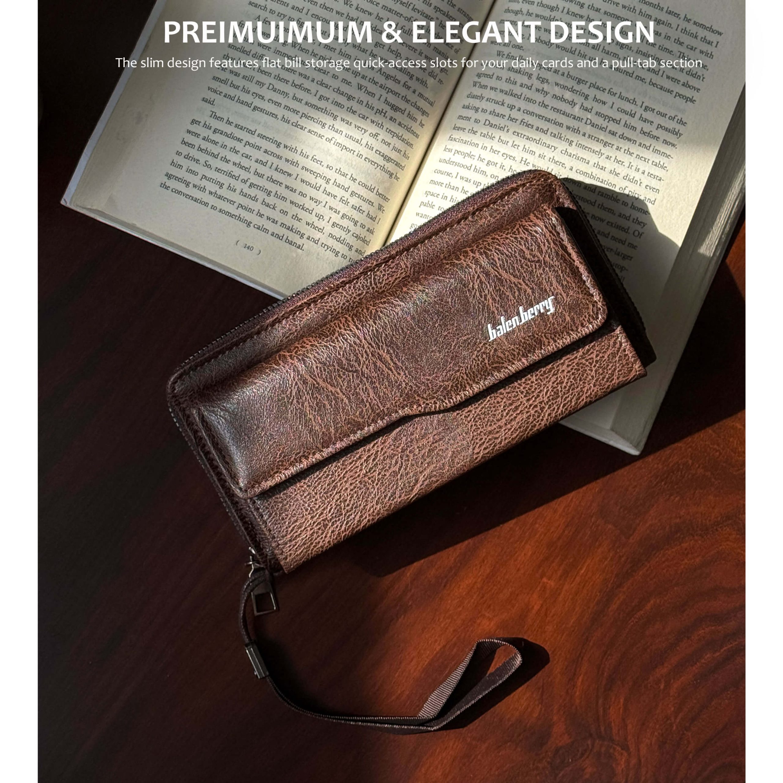 Balenberry Long imported leather clutch